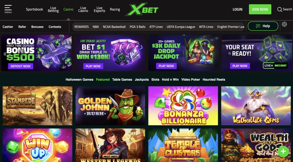 Xbet Casino Online Welcome Screen